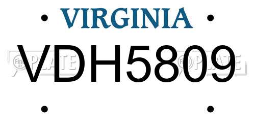 VDH5809 Virginia License Plate