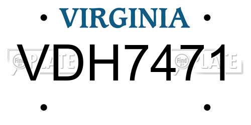 VDH7471 Virginia License Plate