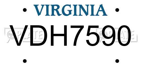 VDH7590 Virginia License Plate