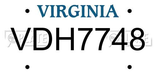VDH7748 Virginia License Plate