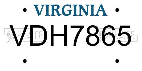 VDH7865 Virginia License Plate