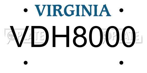 VDH8000 Virginia License Plate