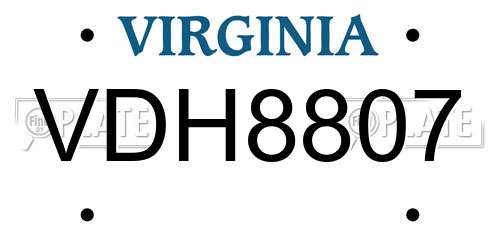VDH8807 Virginia License Plate