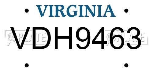 VDH9463 Virginia License Plate