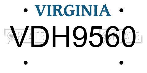 VDH9560 Virginia License Plate