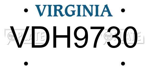 VDH9730 Virginia License Plate