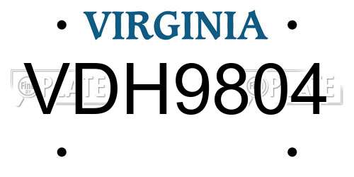 VDH9804 Virginia License Plate
