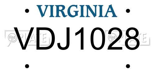 VDJ1028 Virginia License Plate