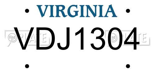 VDJ1304 Virginia License Plate