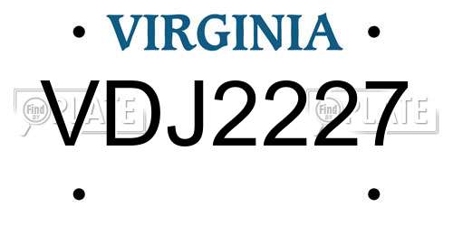 VDJ2227 Virginia License Plate