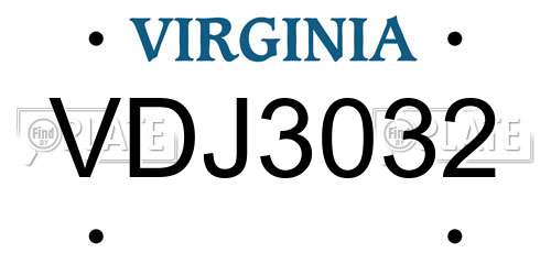 VDJ3032 Virginia License Plate