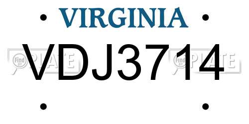 VDJ3714 Virginia License Plate
