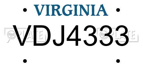 VDJ4333 Virginia License Plate