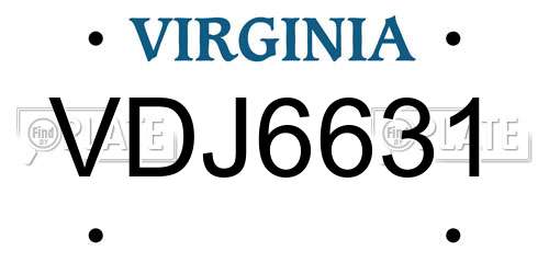 VDJ6631 Virginia License Plate
