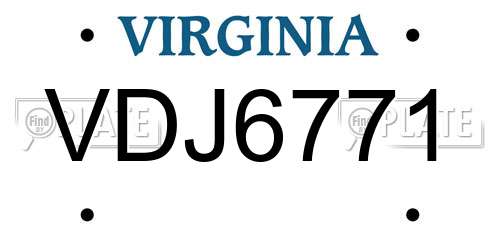 VDJ6771 Virginia License Plate