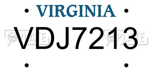 VDJ7213 Virginia License Plate