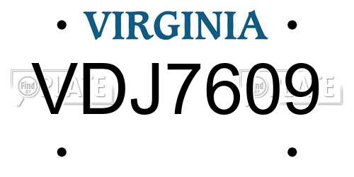 VDJ7609 Virginia License Plate