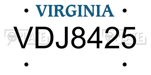 VDJ8425 Virginia License Plate