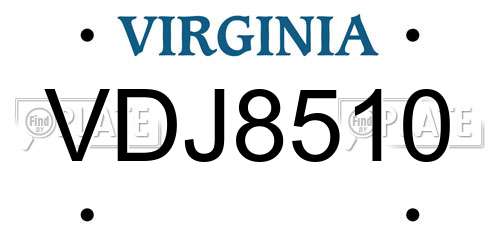 VDJ8510 Virginia License Plate