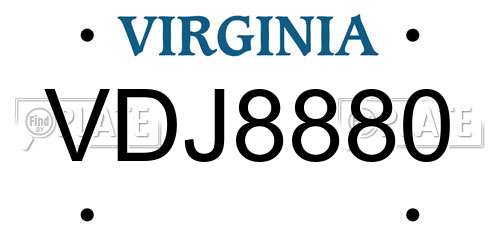 VDJ8880 Virginia License Plate