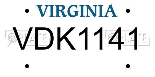 VDK1141 Virginia License Plate