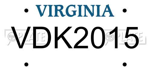 VDK2015 Virginia License Plate