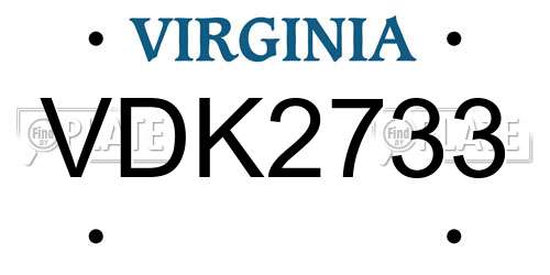 VDK2733 Virginia License Plate
