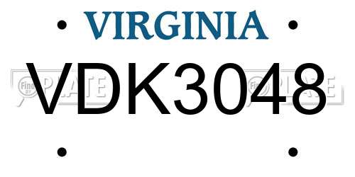 VDK3048 Virginia License Plate