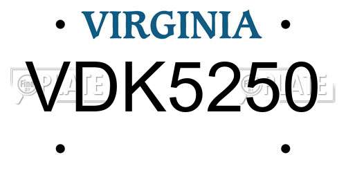 VDK5250 Virginia License Plate