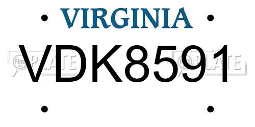 VDK8591 Virginia License Plate