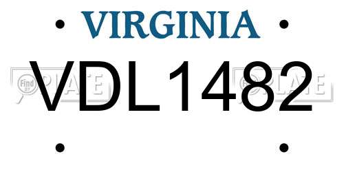 VDL1482 Virginia License Plate