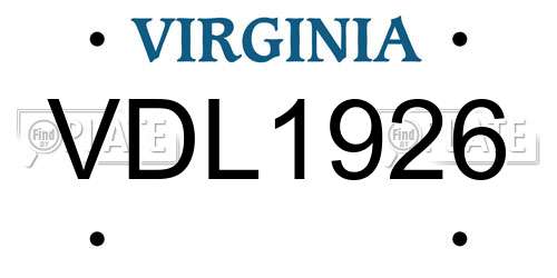 VDL1926 Virginia License Plate