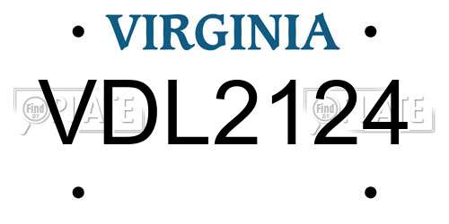 VDL2124 Virginia License Plate