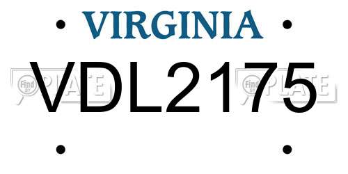 VDL2175 Virginia License Plate