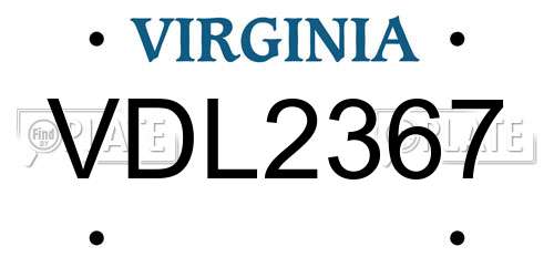 VDL2367 Virginia License Plate