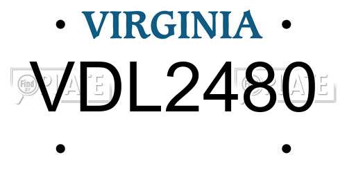 VDL2480 Virginia License Plate