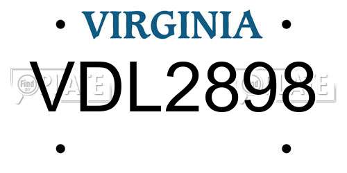 VDL2898 Virginia License Plate