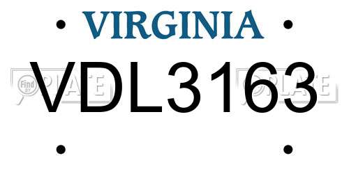 VDL3163 Virginia License Plate