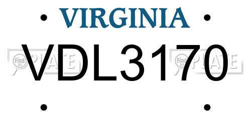 VDL3170 Virginia License Plate