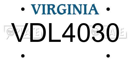 VDL4030 Virginia License Plate