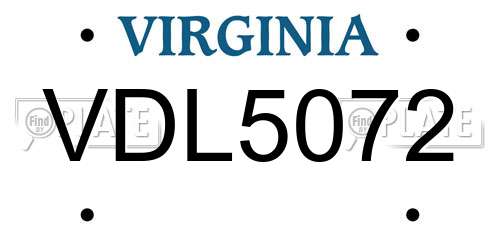 VDL5072 Virginia License Plate