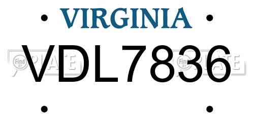 VDL7836 Virginia License Plate