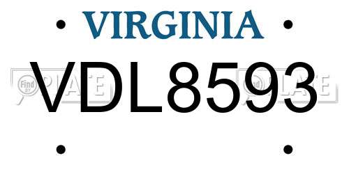 VDL8593 Virginia License Plate