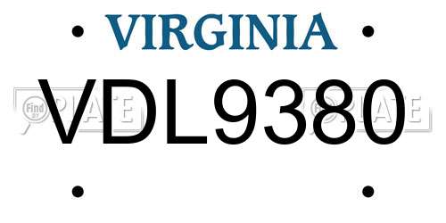 VDL9380 Virginia License Plate