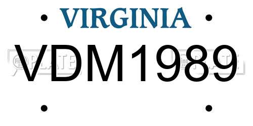 VDM1989 Virginia License Plate