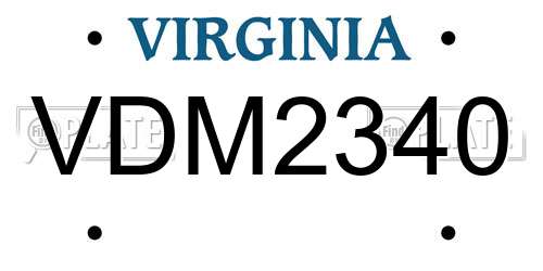VDM2340 Virginia License Plate