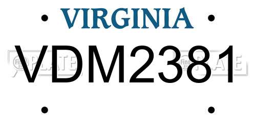 VDM2381 Virginia License Plate