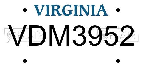 VDM3952 Virginia License Plate