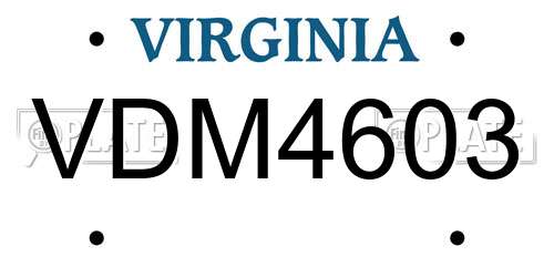 VDM4603 Virginia License Plate
