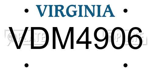 VDM4906 Virginia License Plate